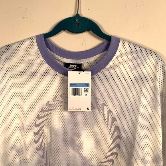 Nike Womens M NWT Sportswear Mesh Crop Top Shirt Lavender/White Icon Clash - Picture 4 of 6